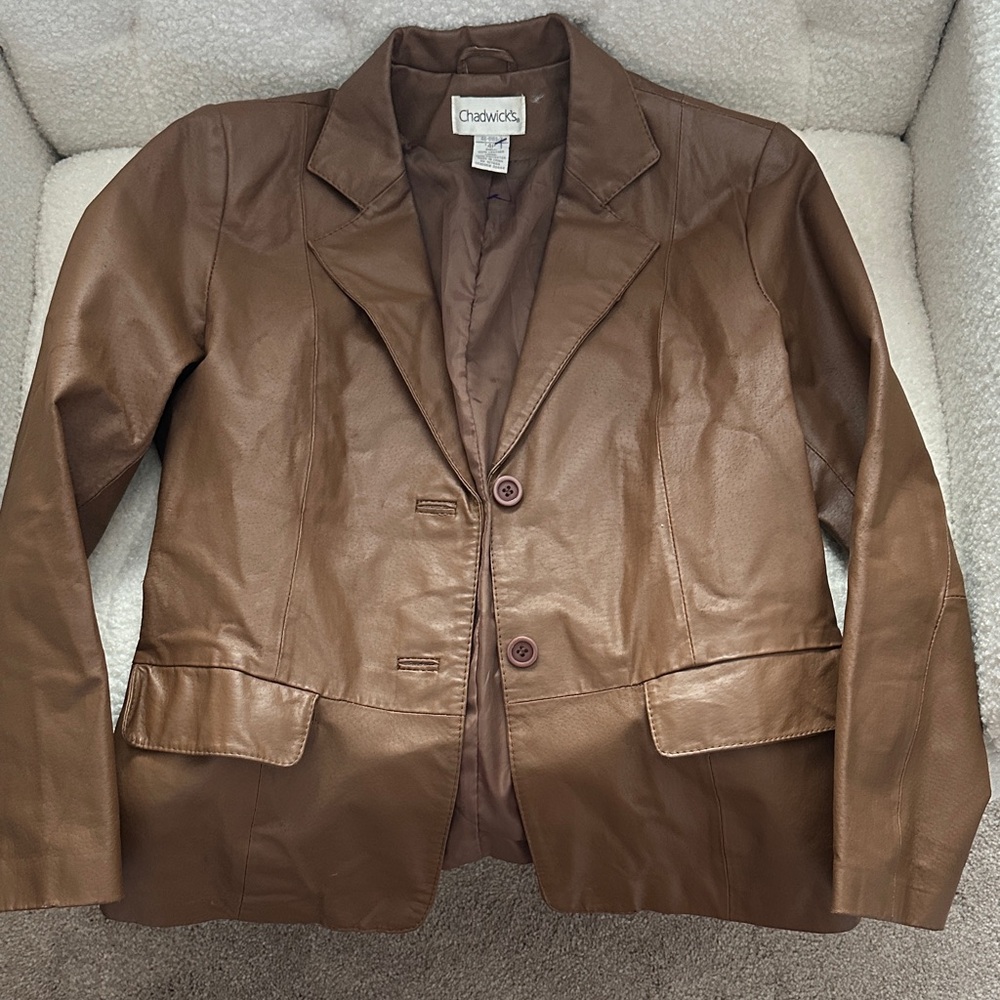 Chadwicks Women's Tan Leather Blazer